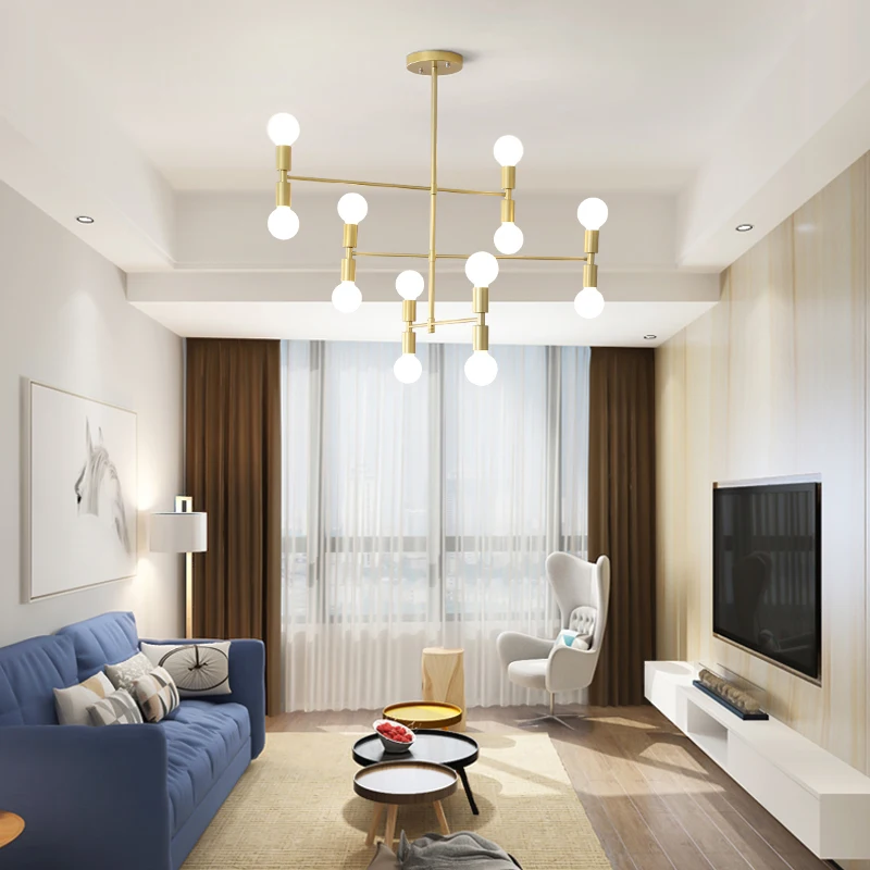 Modern Fashion Designer Black Gold Led Ceiling Art Deco Suspended Chandelier Light Lamp for Kitchen Living Room Loft Bedroom | Лампы и