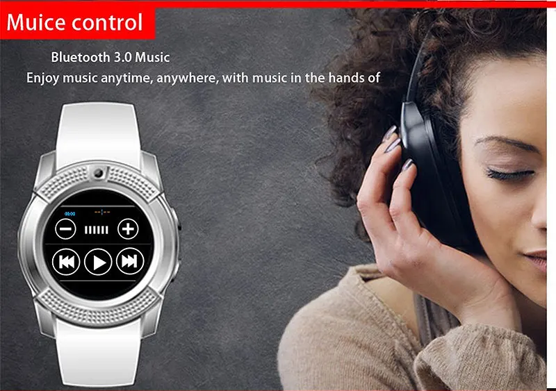 Новинка 2017 года SmartWatch V8 полный круговой Экран Поддержка Wechat SIM и карты памяти mp3/mp4