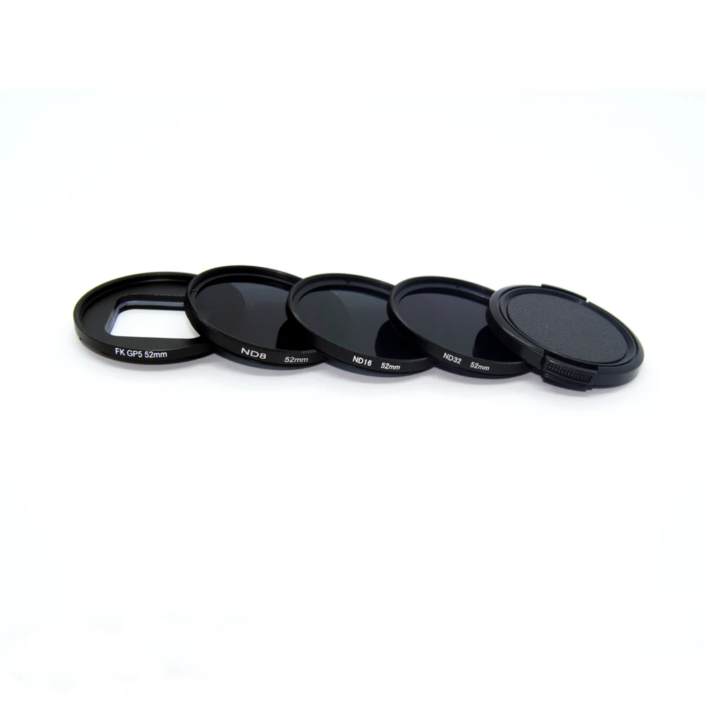 

5in1 1 set Camera ND Filter ND8 ND16 ND32+52mm Lens Adapter Ring+Lens Cap for Gopro Hero 6 5 Black sport action Camera gopro