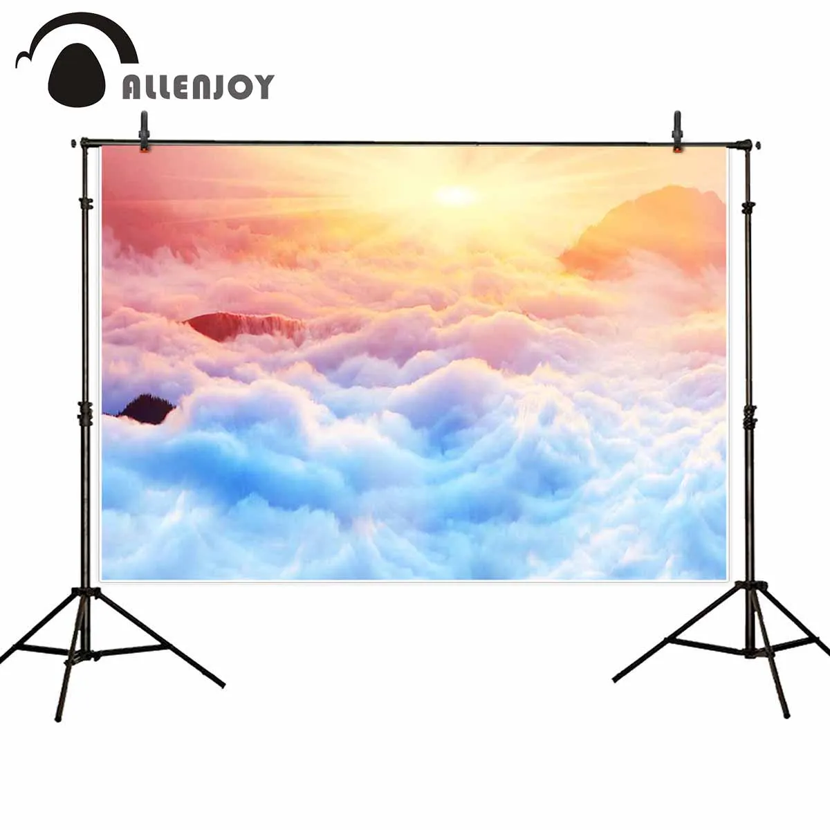 

Allenjoy professional photography background fabulous dawn above fog sea over the tops of mountain backdrop beautiful photocall