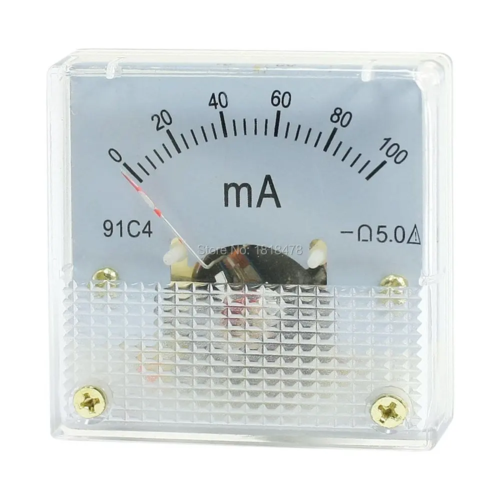

91C4 Square Current Testing Panel Gauge Analog Ampere Meter DC 0-100mA