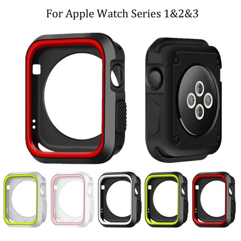 Модный двойной цвет мягкий силиконовый чехол бампер для Apple Watch iWatch серии 1 и 2 3
