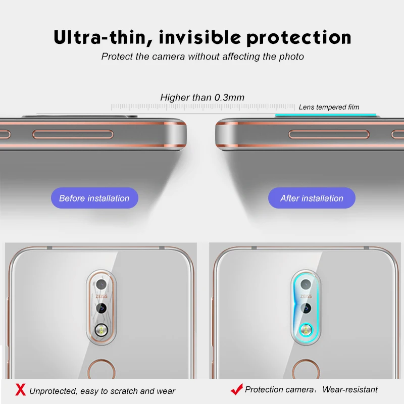 2Pcs Camera Lens Tempered Glass For Nokia 7 Plus 5.1 5 X5 7.1 2018 8 Sirocco 1 Soft Len Protector Film | Мобильные телефоны и