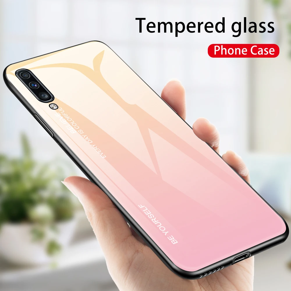 Роскошный градиентный чехол из закаленного стекла для Samsung Galaxy A70 SM-A705F/DS A70S SM-A707F/ds