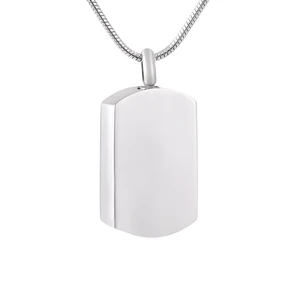 Waterproof Blank Engrave Dog Tag Cremation Keepsake Necklace Stainless Steel Jewelry Ashes Urn Pendant MJ9852
