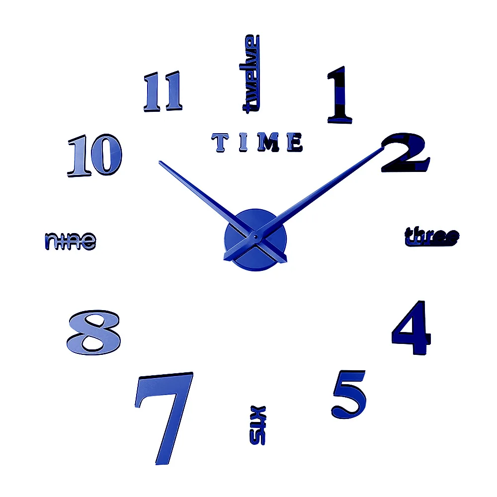 Wall clock blue Saat 3D большие настенные часы Наклейка Reloj de Pared Duvar Saati современный дизайн Wandklok часы Светящиеся Настенные часы Klock цифровые - Цвет: Wall clock blue