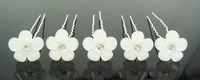 20pcs wedding bridal white flower crystal hair pins