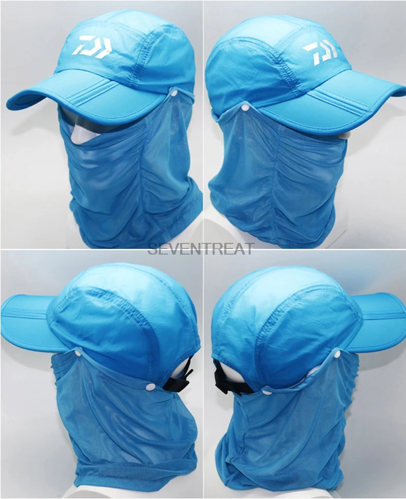 Brand Daiwa Dawa Gray Blue Fishing Hat Outdoor Sport Hiking Visor UV Protection Face Neck Cover Sun Protcet Cap | Спорт и