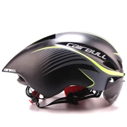 Black Yellow Велосипедный шлем дорожный TT Time Trial Triathlon XC велосипедный шлем для быстрого Аэро-гонок магнитные поглощающие очки козырек мужской велосипедный шлем - Цвет: Black Yellow