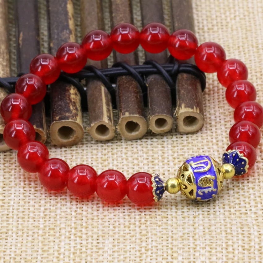 Золотой цвет перегородчатой натуральный камень красный нефрит халцедон 8 мм