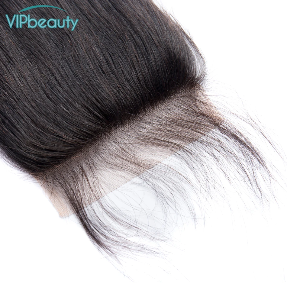 VIPbeauty 5x5 перуанские волосы Remy 100% человеческие прямые предварительно сорванные 1B