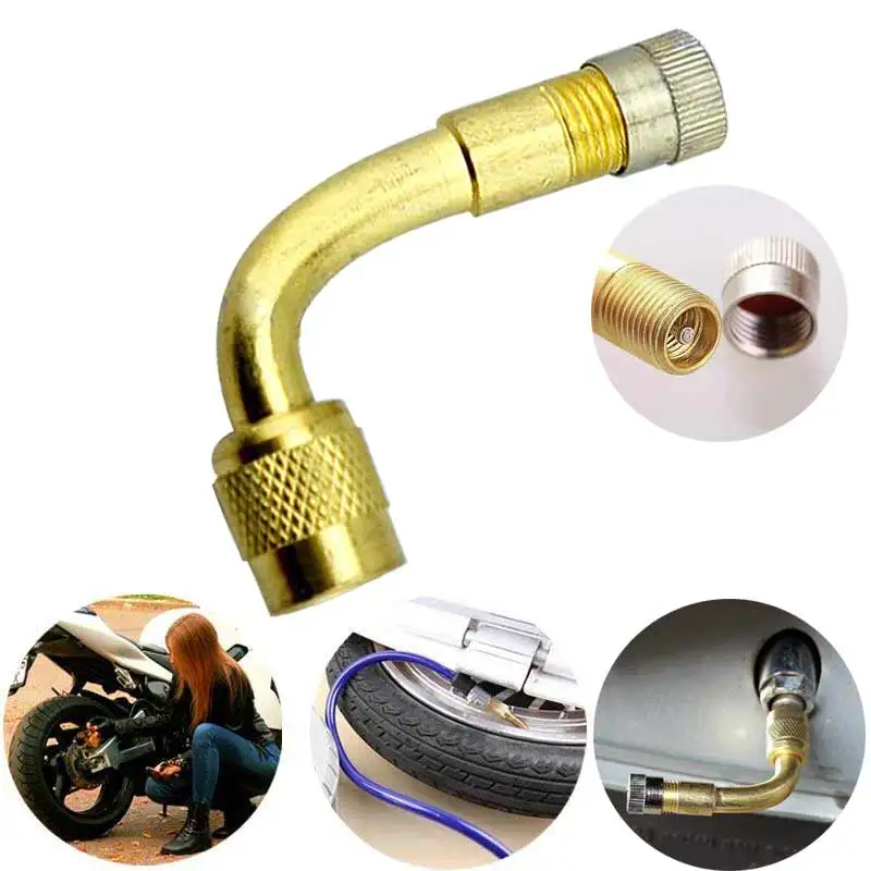 

90 Degree Tyre Valve Extender Stem Car Motorcycle Bicycle MTB Outdoor Kits Gold F-Best