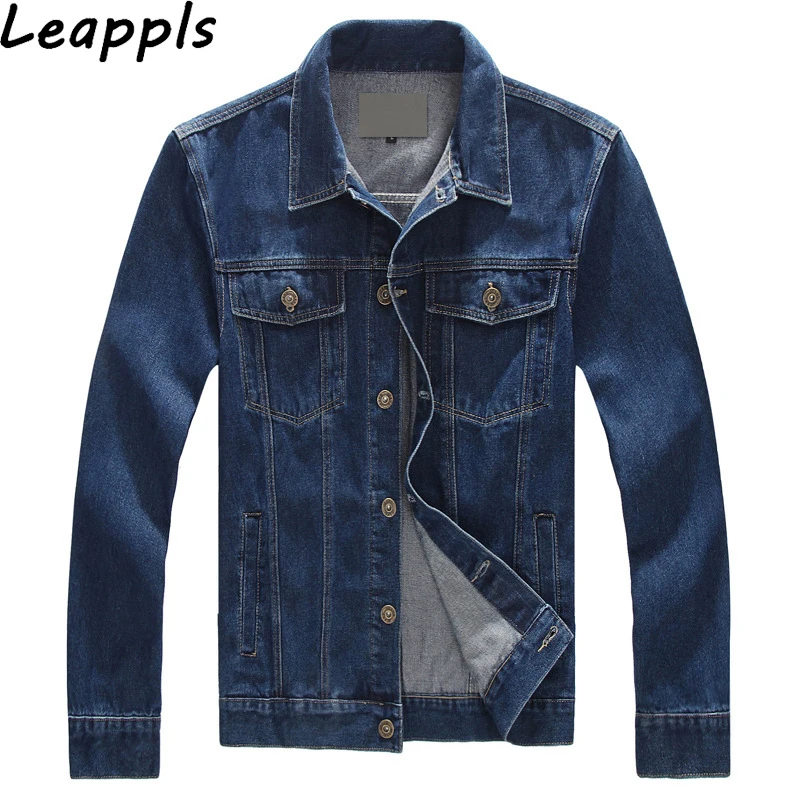 Leappls джинсовые куртки мужские 95% хлопок плюс размер 6XL 7XL 8XL модные мото байкерские