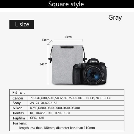 Square -L size-Gray Сумка BUBM для объектива камеры - Цвет: Square -L size-Gray