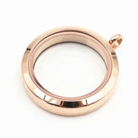10pcs screw rose gold 316l stainless steel floating locket pendant living glass locket floating charm locket for jewelry making