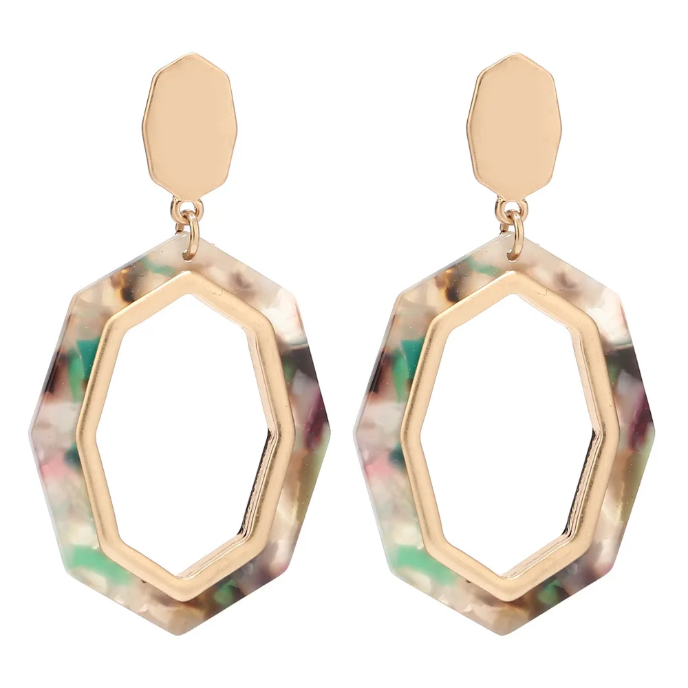 Женские акриловые Восьмиугольные серьги из ацетата целлюлозы геометрические