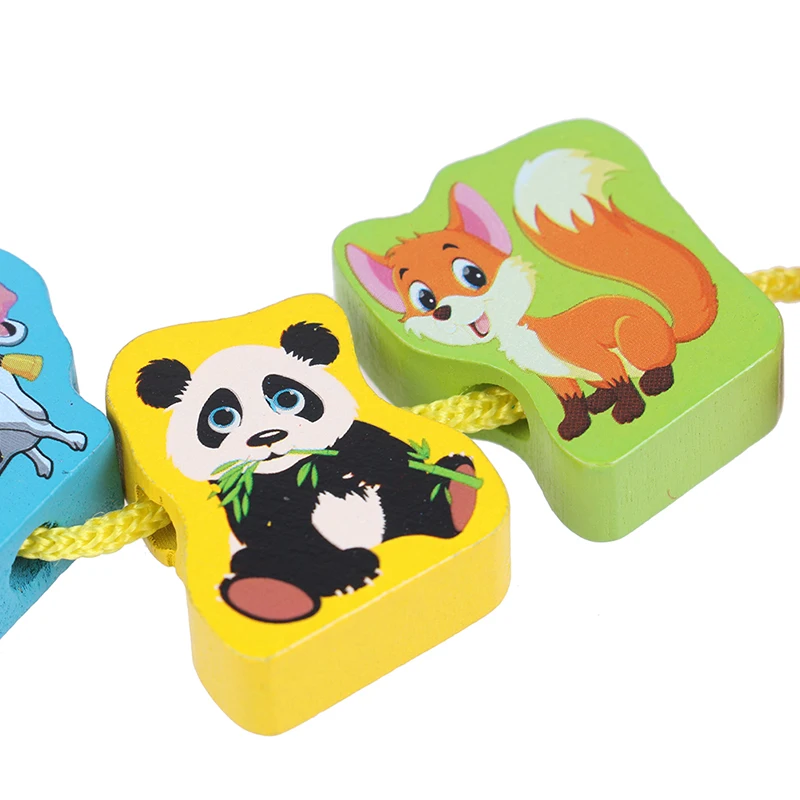 Детские деревянные игрушки DIY игрушка мультфильм фрукты животное нанизывание резьбы деревянные бусины игрушка обучающая для детей Новинка