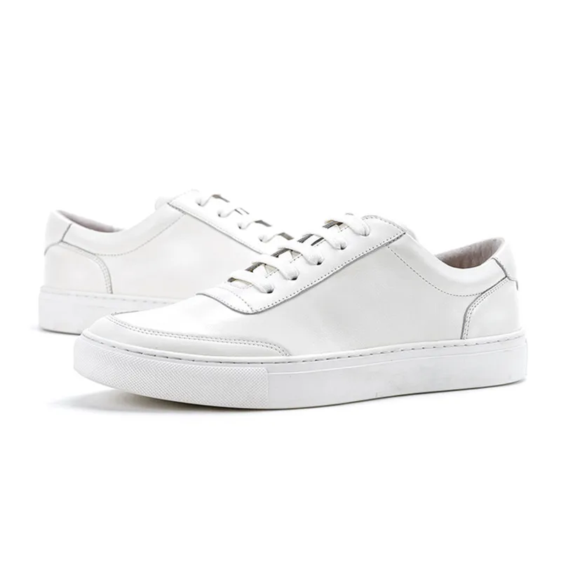 KRUSDAN Men Shoes Genuine Leather Casual White Sneakers 2018 Summer Handmade Vulcanized Walking Men's Lace Up Sports Flats | Обувь