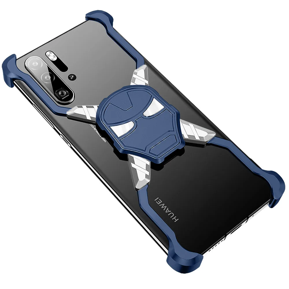 OATSBASF Железный человек роскошный металлический чехол для huawei P30 P30 Pro защитный противоударный персональный металлический бампер чехол - Цвет: Blue