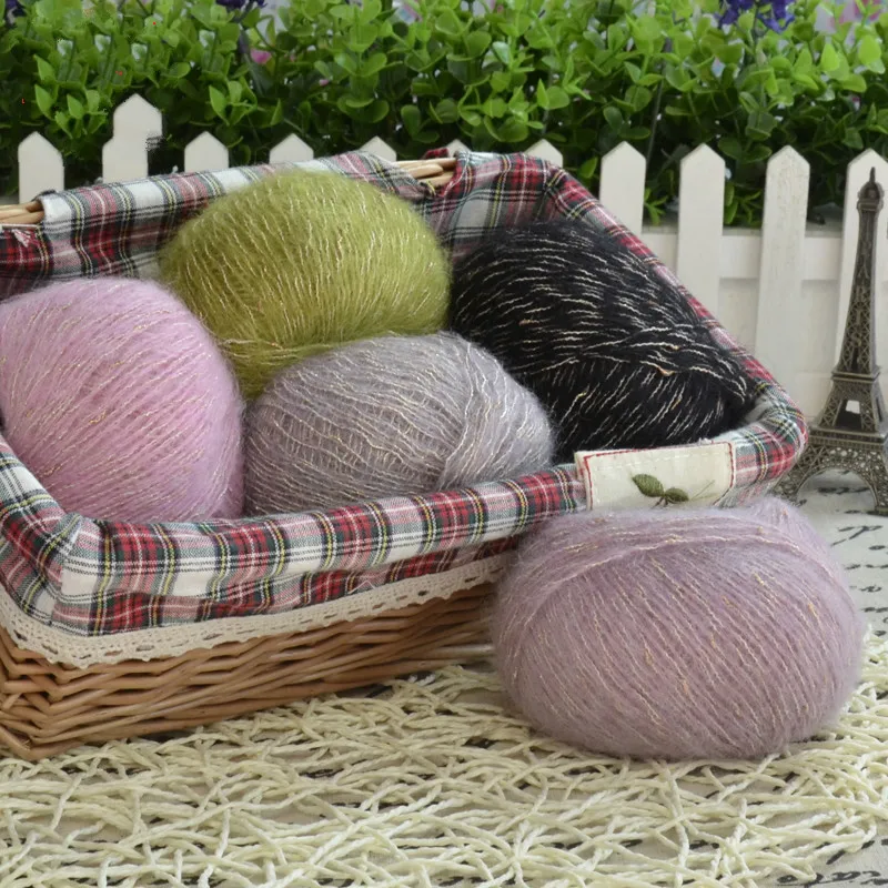 400 г мохеровая пряжа с золотой линией для рукоделия вязания из Анголы норковая