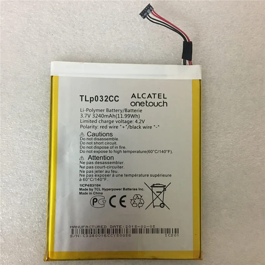 

Аккумулятор TLp032CC на 3240 мА · ч для Alcatel One Touch Pixi 8 8,0 3G 9005X