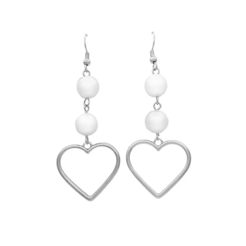 White gold Модные женские серьги с подвесками, металлическое сердце, жемчуг, Золотые серьги для женщин, популярные ювелирные изделия, серьги, аксессуары - Окраска металла: White gold