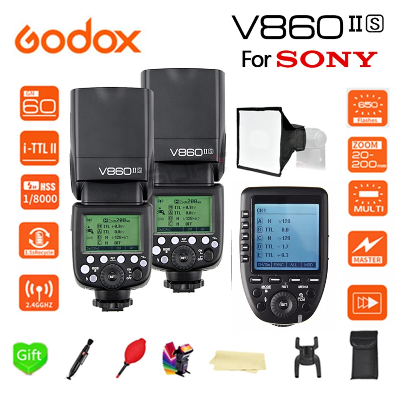 Paypal Accpect вспышка Godox V860II 2 * S ttl GN60 Li battery HSS 1/8000 s камеры + XPRO триггер для