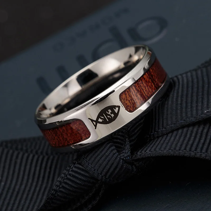 

Hot Sale Fashion Wood Grain Masonic Stainless Steel Ring for Men 8mm Free Mason Male Engagement Rings Jewelry Wholesale