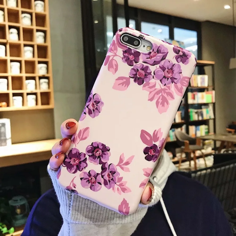 Ретро девчачий цветок Leafs Телефон чехол для iPhone 6 6s 7 8 Plus Матовый Мягкий