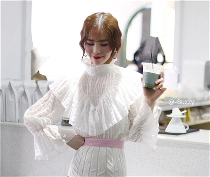 Женская шифоновая блузка RUGOD повседневная однотонная белая с расклешенным