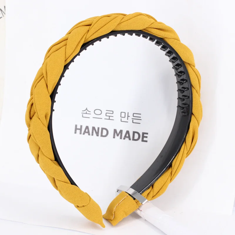 

1pcs Fashion Solid Color Fabric Braid Headband with Teeth Hair Accessories Korean Twists Hairband Women and Girls Head Wear