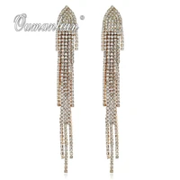2019 new arrival sparkling long tassel crystal earrings for women rhinestone simple gold silver color wedding party e108