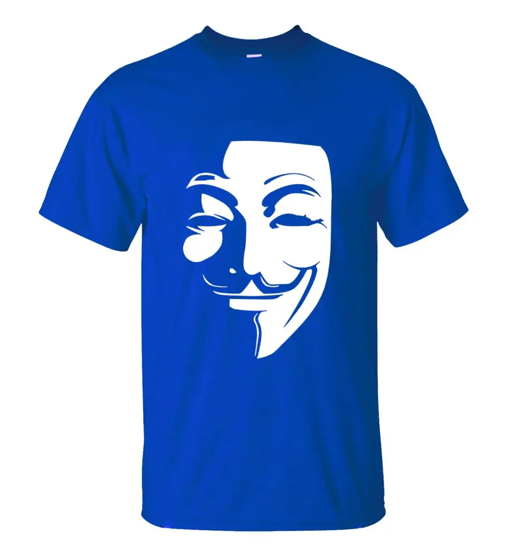 Мужская футболка с круглым вырезом V for Vendetta Повседневная модная из 100% хлопка