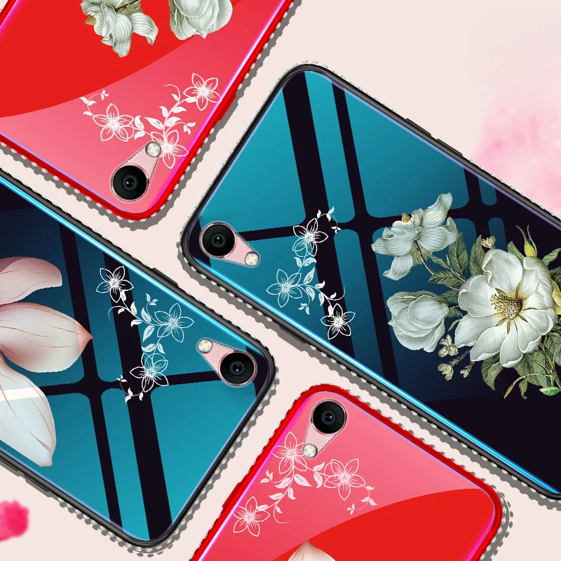 Luxury glass shell jasmine lily flower Phone Case For OPPO R9 F1 PLUS Floral Cases Cover R9S |