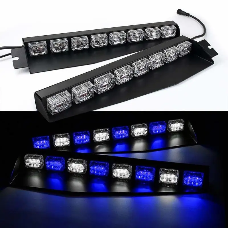 

48LED 48W LED Lightbar Visor Light Windshield Emergency Hazard Warning Strobe Beacon Split Mount Deck Dash Lamp Blue/White