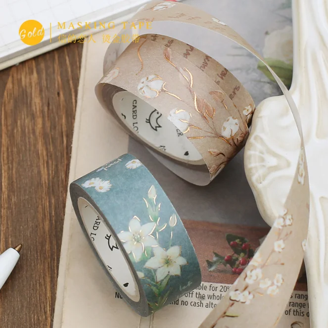 1 шт./лот DIY японская бумага декоративная клейкая лента крыша Сад Серии горячего тиснения васи лента/маскирующая Лента наклейки