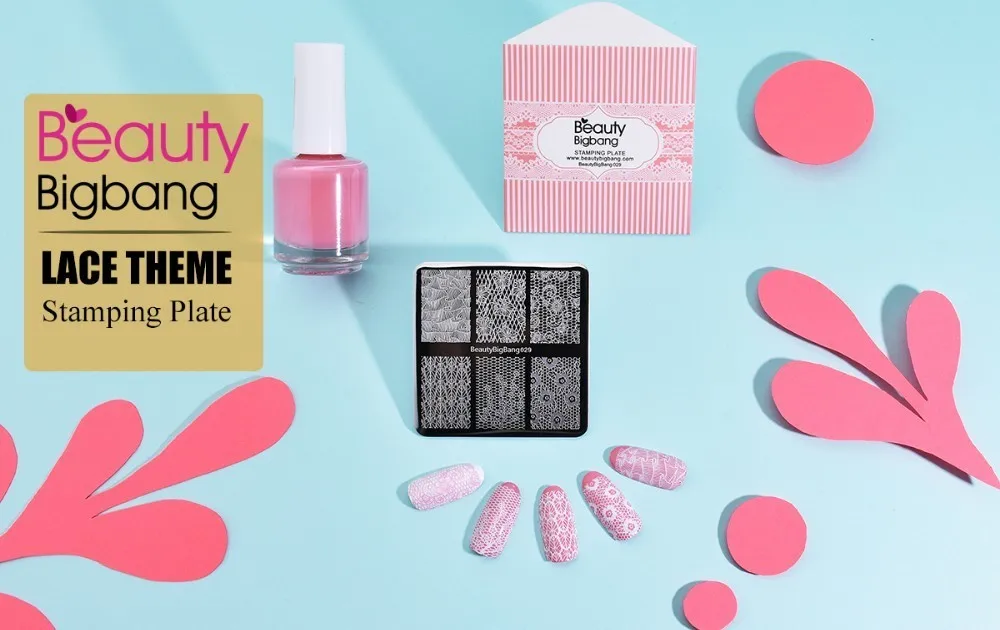 Beautybigbang квадратные штамповочные пластины цветок кружева листья изображения из нержавеющей стали трафарет шаблон пластина для стемпинга для нейл-арта BBB029