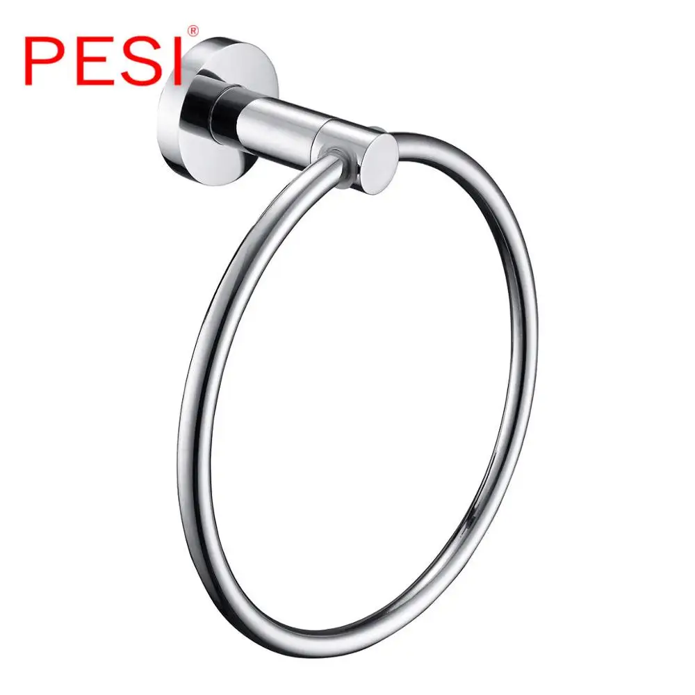 Towel ring Латунный набор аксессуаров для ванной комнаты, крючок для халата, вешалка для полотенец, барная полка, бумажный держатель для салфеток, держатель для туалетной щетки, хром - Цвет: Towel ring