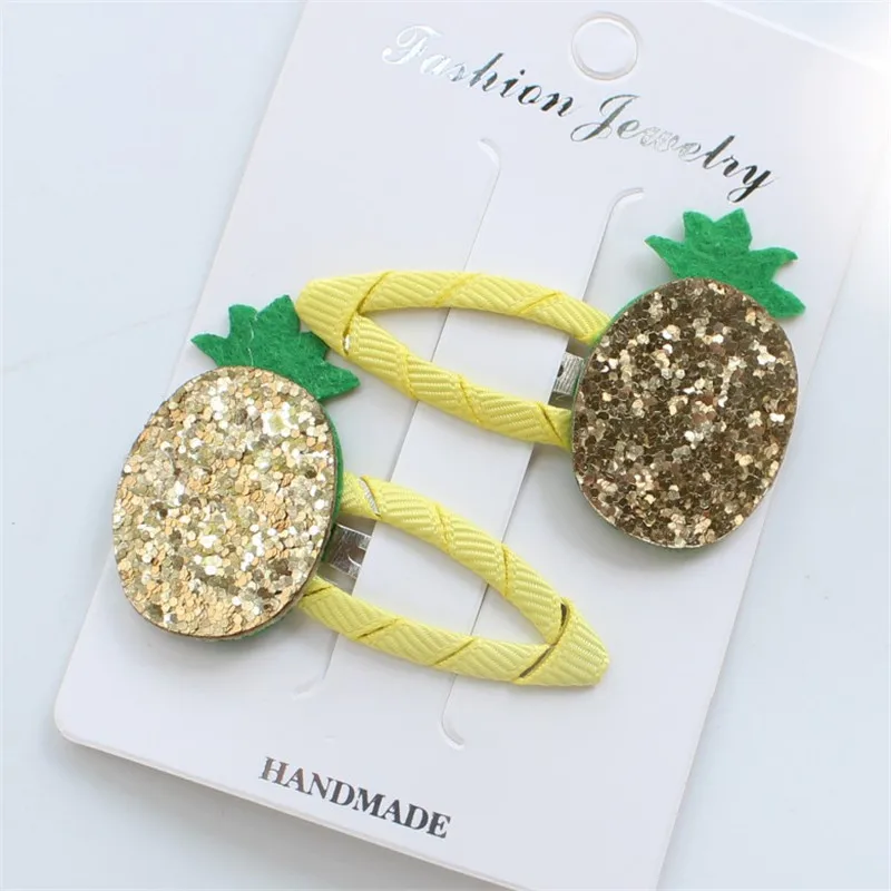 pineapple 20 шт./лот блеск Единорог оснастки заколки для волос Белый лебедь динозавр животных шпилька золото блеск Кошка заколка розовый в виде ракушки - Цвет: pineapple