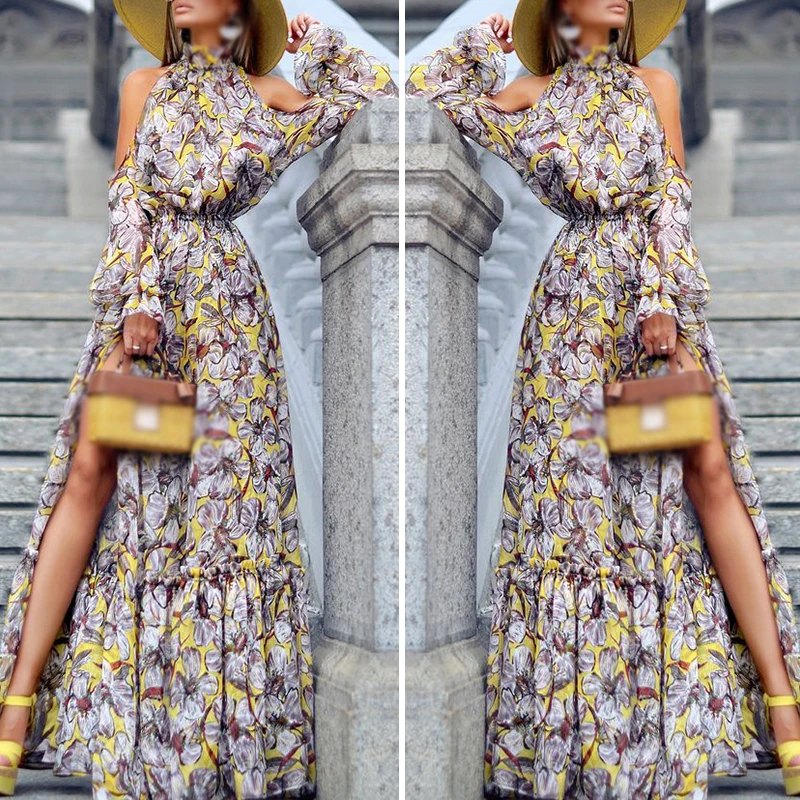 Праздничное платье макси Разделение Повседневное Для летних вечеринок женские