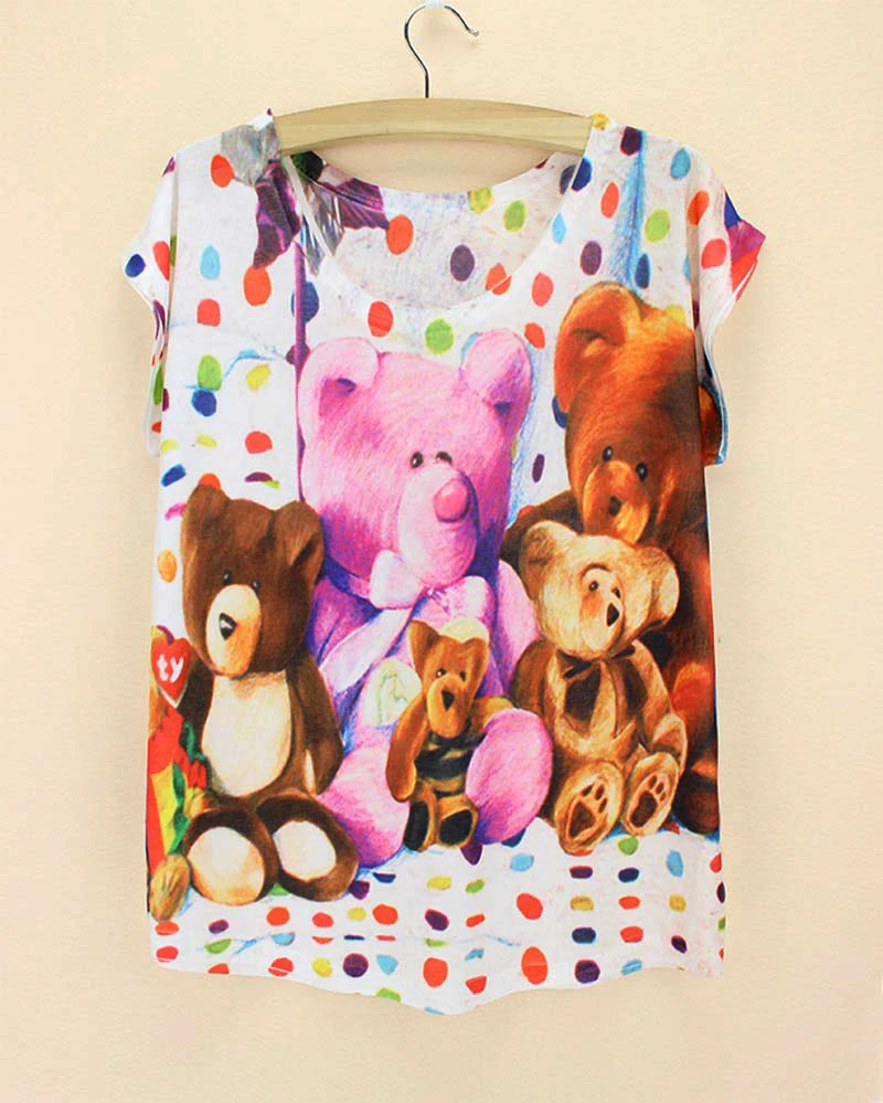 2015 летняя семейная футболка с короткими рукавами и принтом коричневого медведя