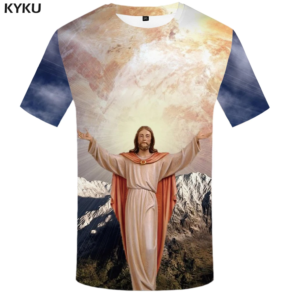 KYKU Jesus футболка для мужчин горные футболки 3d персонаж аниме одежда луна с принтом