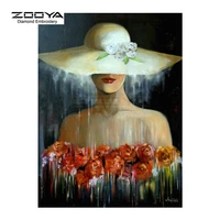 zooya diamond embroidery diy diamond painting girl and flower hat diamond painting cross stitch rhinestone decoration cj992