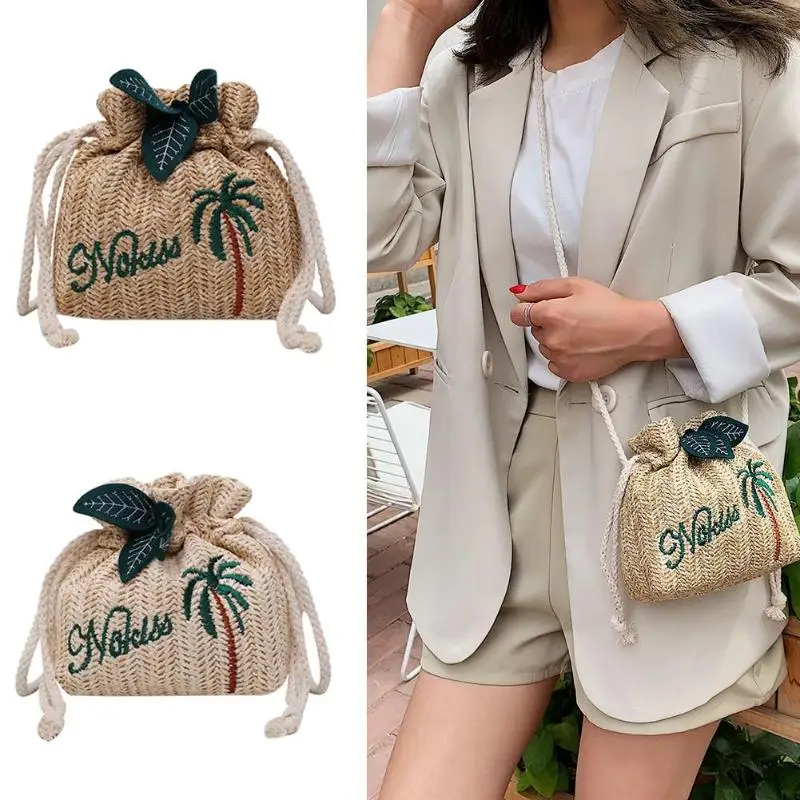 Сумки на плечо плетеная солома женские сумки через с вышитыми буквами|Сумки