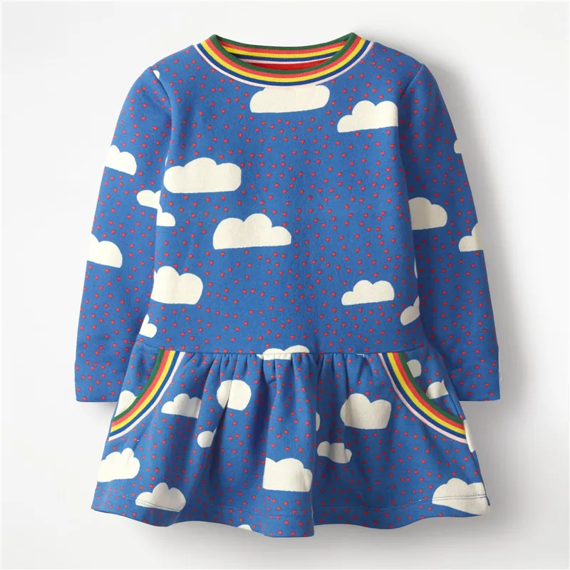 Brand New long sleeve kids dresses for girls autumn spring wear stripe princess party cotton collar children dress girl | Детская одежда