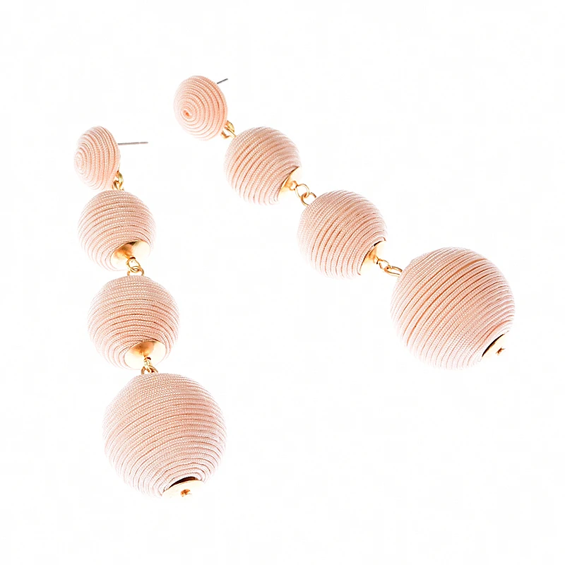Мода 2017 г. Нитки круглый шар Длинные висячие серьги Для женщин длинные заявление