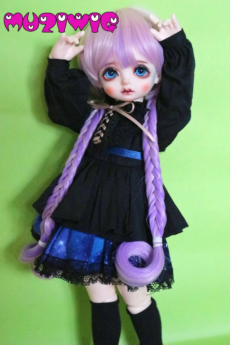 Парик MUZIWIG Bjd из высокотемпературного синтетического волокна 1/3 дюйма с двумя