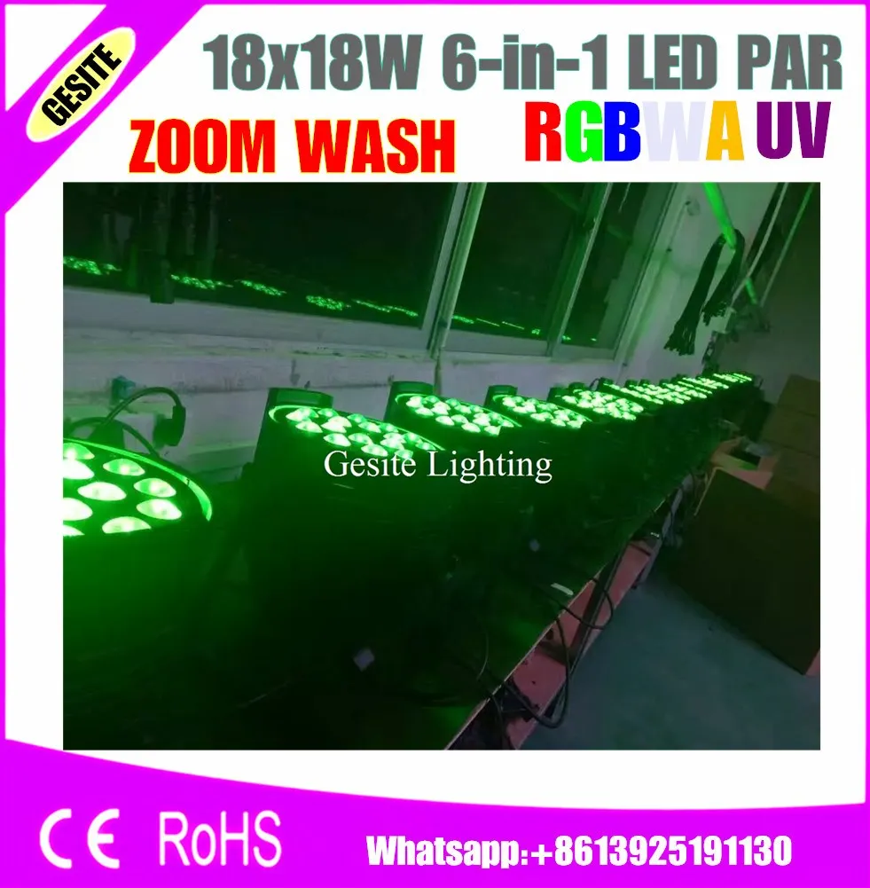 2 шт./лот 18x18 Вт RGBWA UV 6IN1 Led Zoom Par Light Tyanshine настоящий Вентилятор охлаждения Толстый