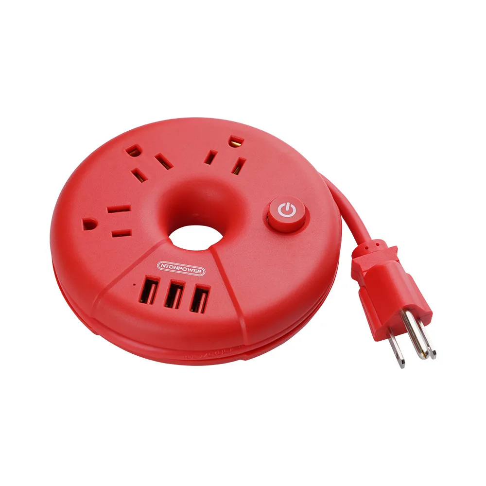 NTON power ODR маленькая Портативная USB полоса питания для путешествий штепсельная розетка США защита от перегрузки 3AC розетка с 3 USB умным зарядным портом - Цвет: Red