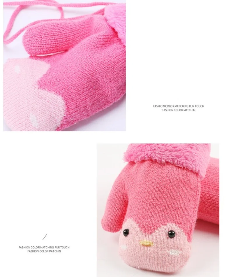 3-7 Years Winter Knitted Gloves For Baby Boys And Girls Warm Rope Full Finger Mittens Gloves for Children Toddler Kids TS174